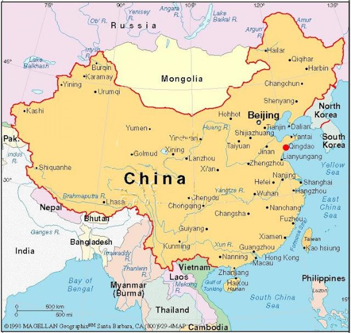kartta Kiinan pääkaupunki