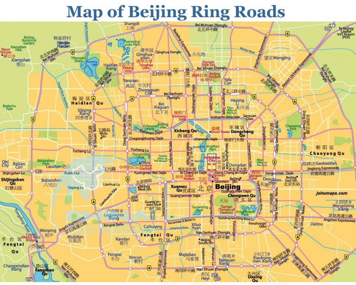 Pekingin ring road kartta