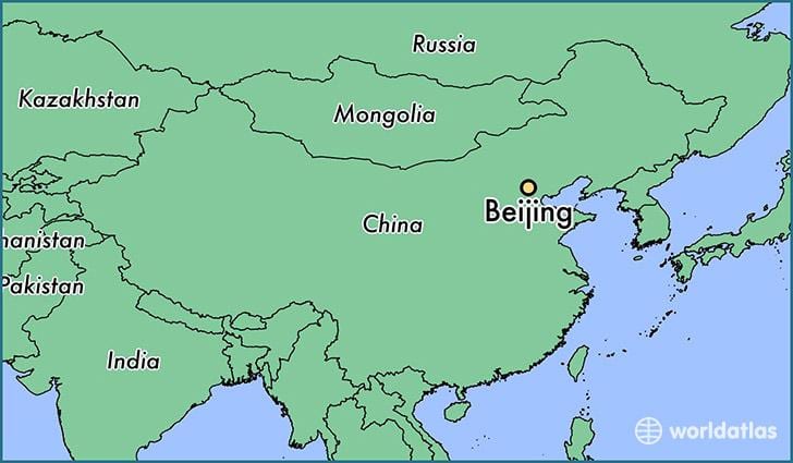 kartta Kiinan osoittaa Pekingissä
