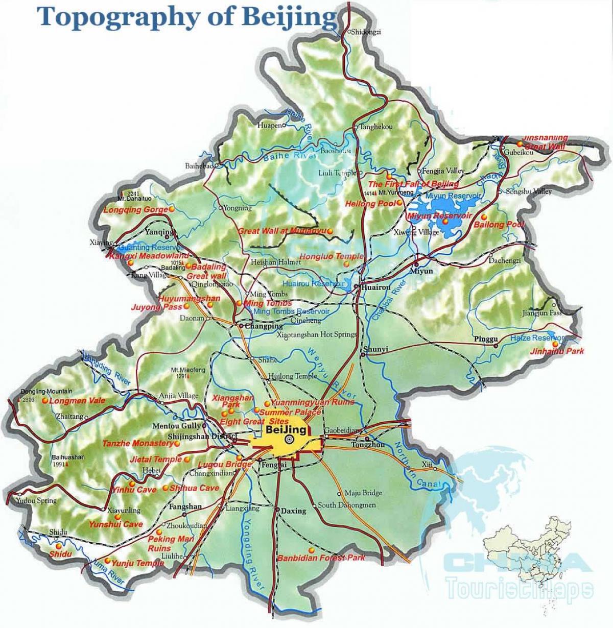 kartta Pekingin topografisia
