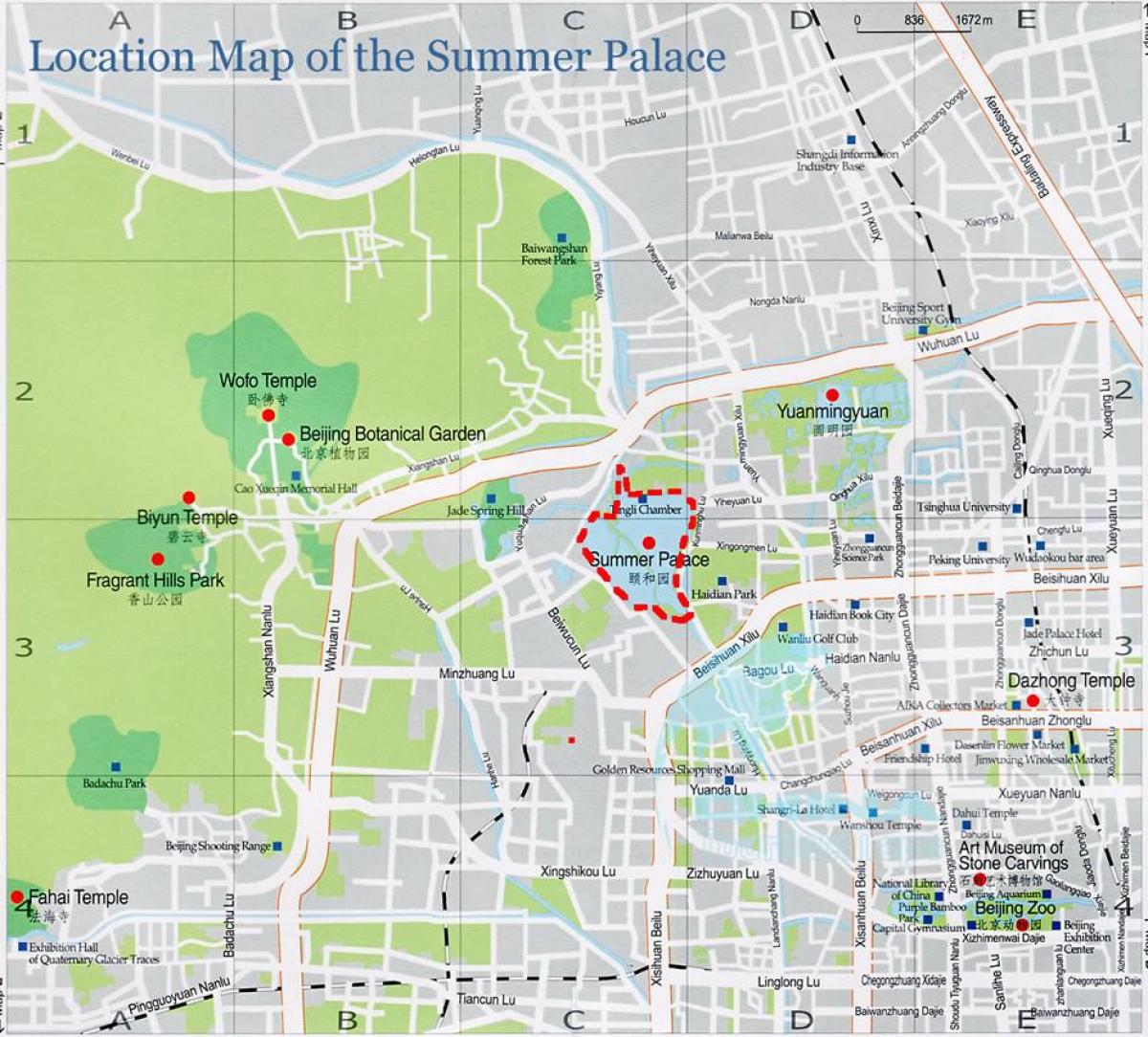 kartta summer palace Pekingissä