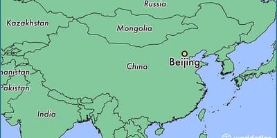 Kartta Kiinan osoittaa Pekingissä